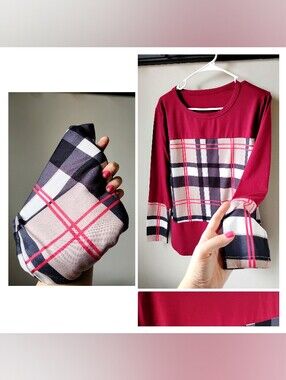 NWOT Plaid Color Block Cozy Top